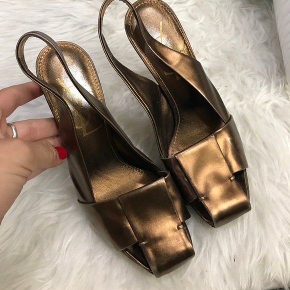 YSL YVE SAINT LAURENT 6 36.5 LEATHER HEELS SHOES - Picture 3 of 11